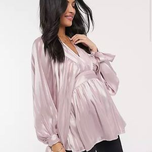 Maternity flowy pink blouse